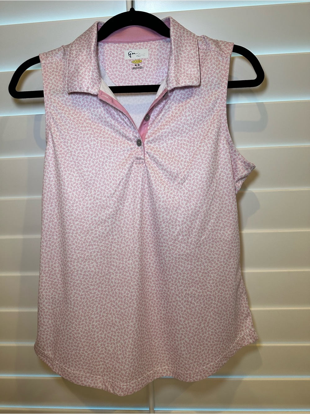 Greg Norman Collection Light Pink Printed Sleeveless Polo Golf Tennis
